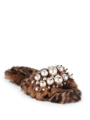 miu miu fur lyn slides|Miu Miu Leopard Print Fur Pearl Lyn Slides In Caramel .